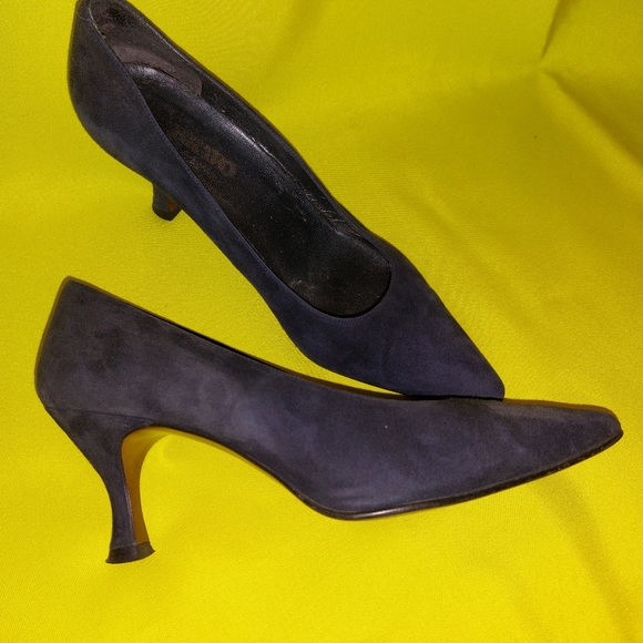 Vintage Real Suede Women Shoes Dark Blue Bravo Browns Spain - Picture 2 of 8